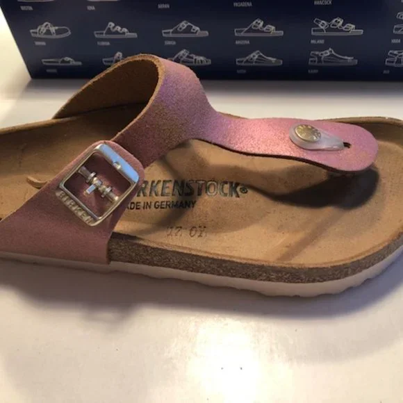 Birkenstock Gizeh BS Leather Thong Sandal. Metallic. Pink. Gold. Size: 6, 7, 10 - Picture 7 of 12